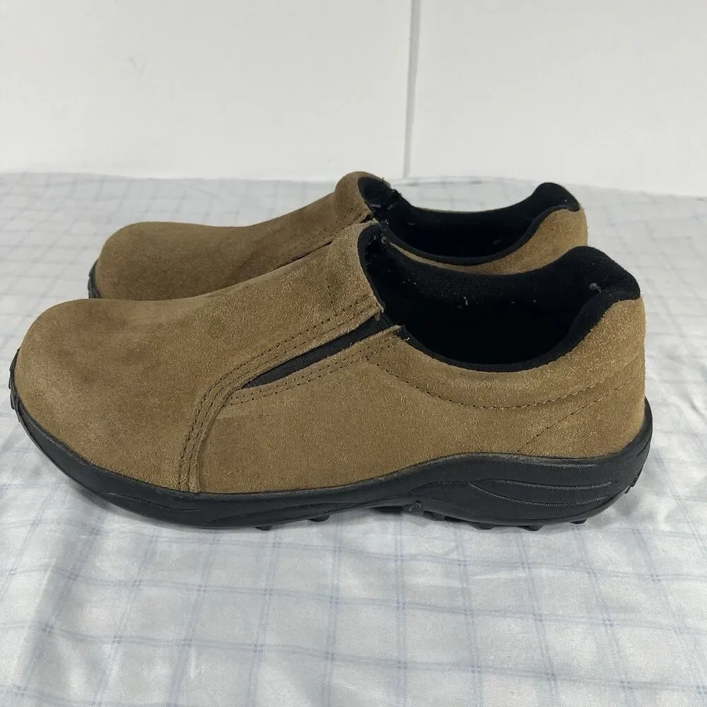 Brazos Work Force Mens Size 10 D Brown Suede Slip On Work Shoes
